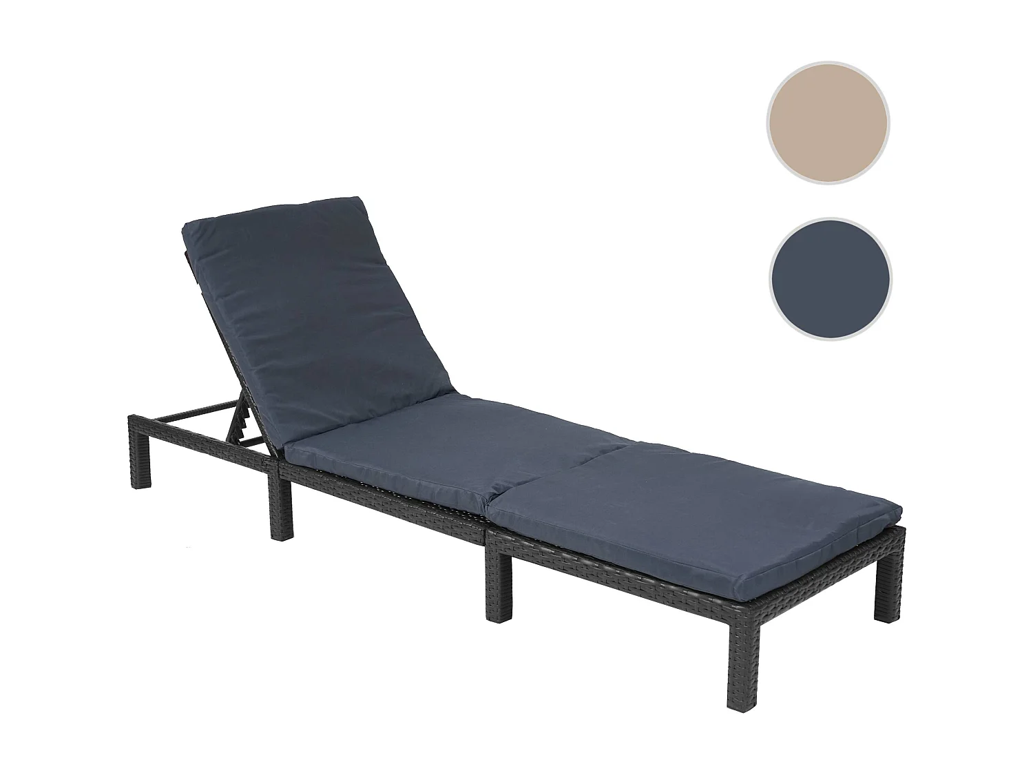 Poly-Rattan Bain de soleil MCW-A51 Premium,  Basic anthracite, coussin gris