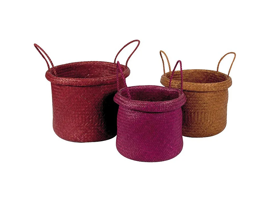Corbeille en palmier coloris assortis (lot de 3) Rond