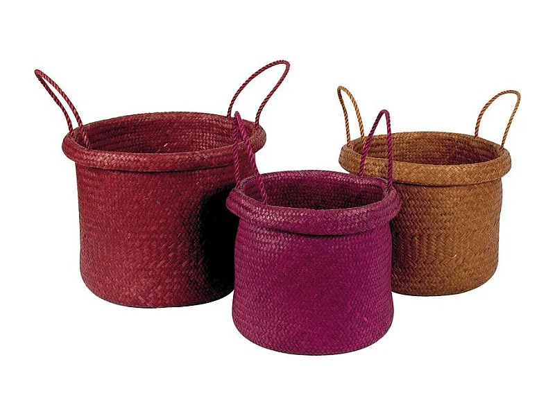 Corbeille en palmier coloris assortis (lot de 3) Rond