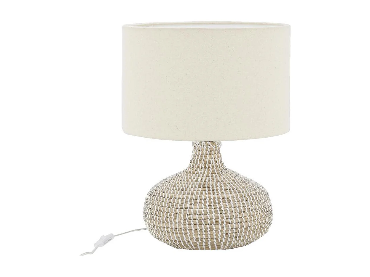 Lampe de chevet en jonc naturel Boule