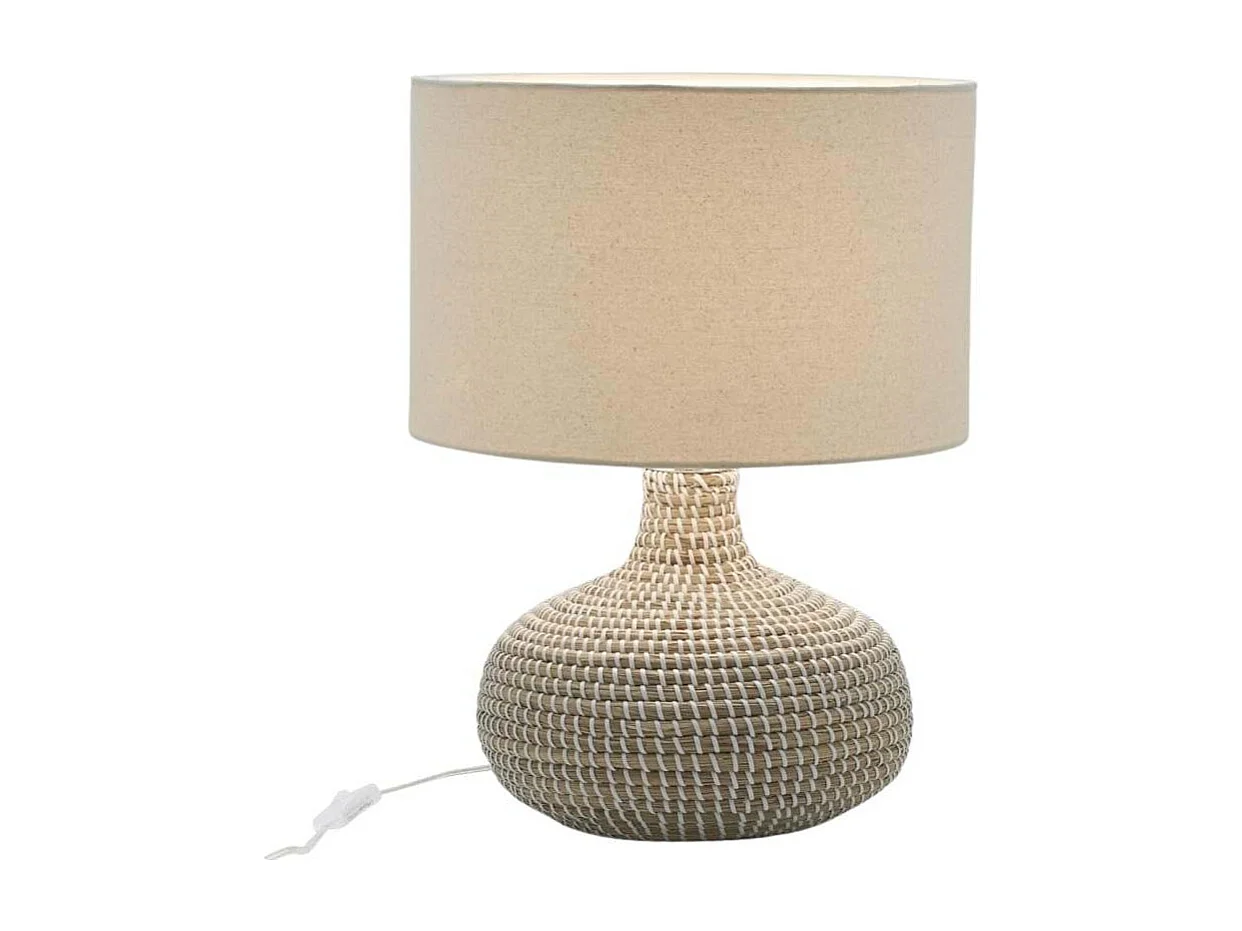 Lampe de chevet en jonc naturel Boule