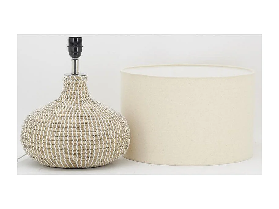 Lampe de chevet en jonc naturel Boule