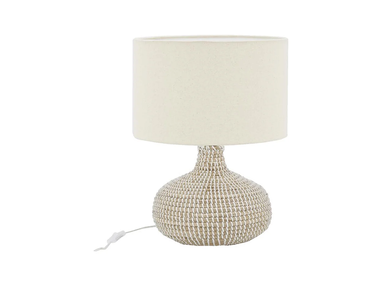 Lampe de chevet en jonc naturel Boule