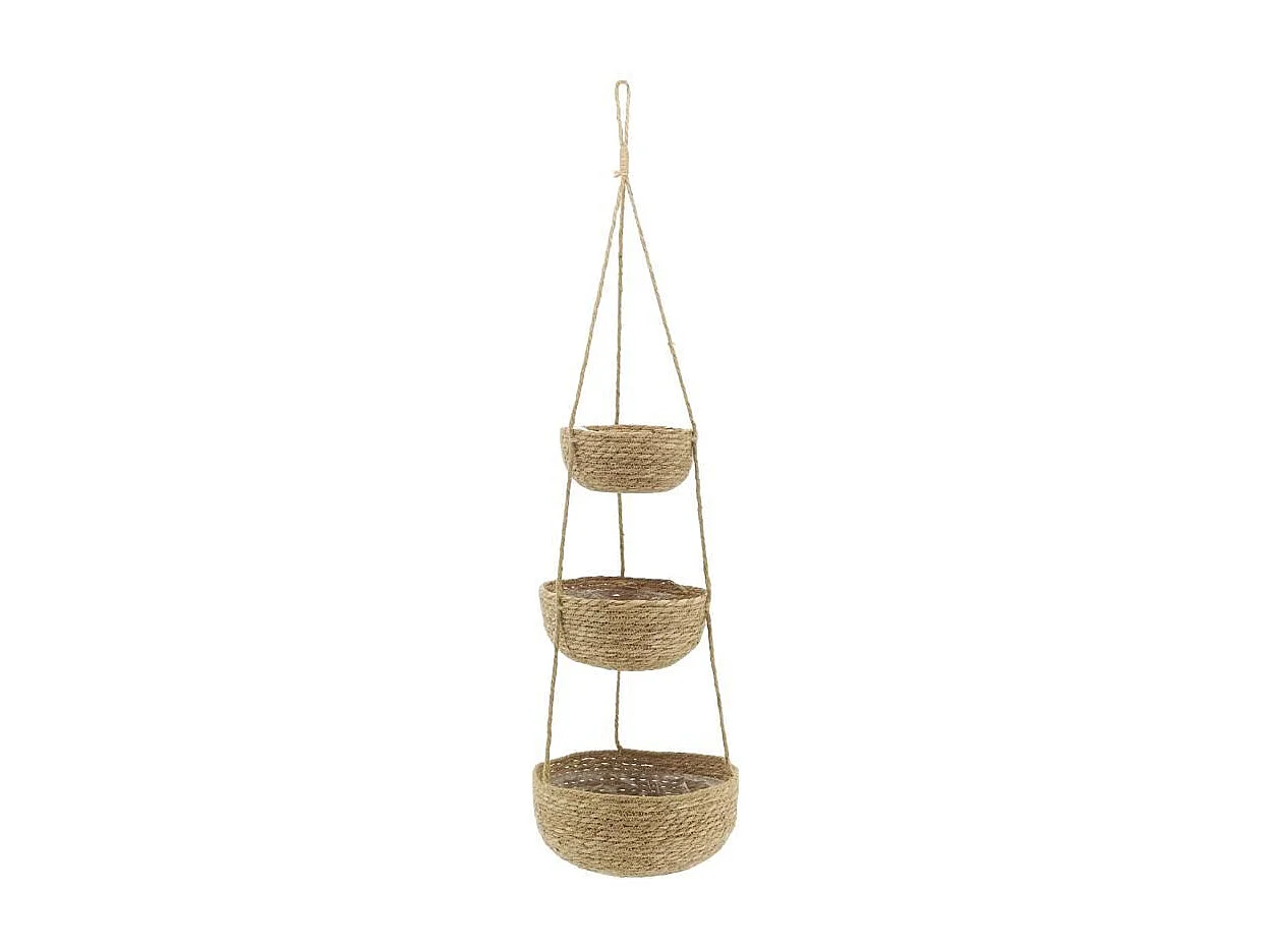 Suspension 3 pots en jonc naturel