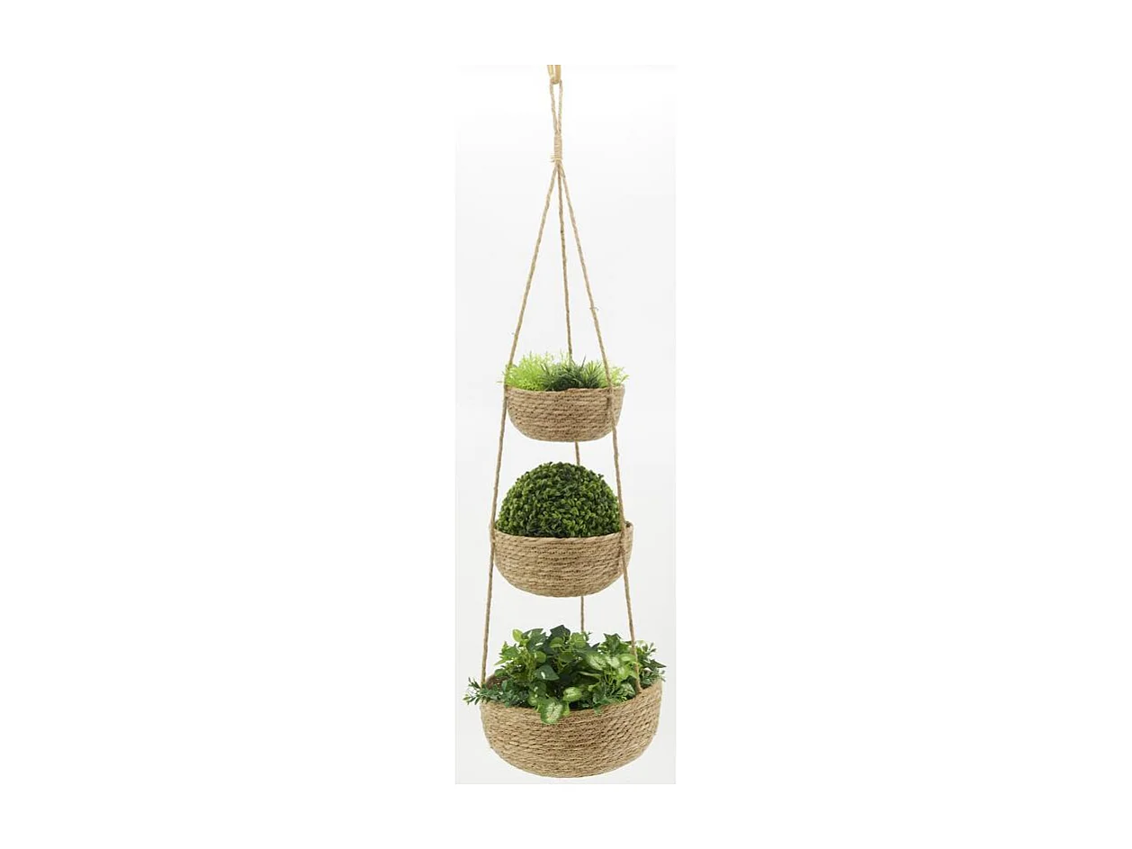 Suspension 3 pots en jonc naturel