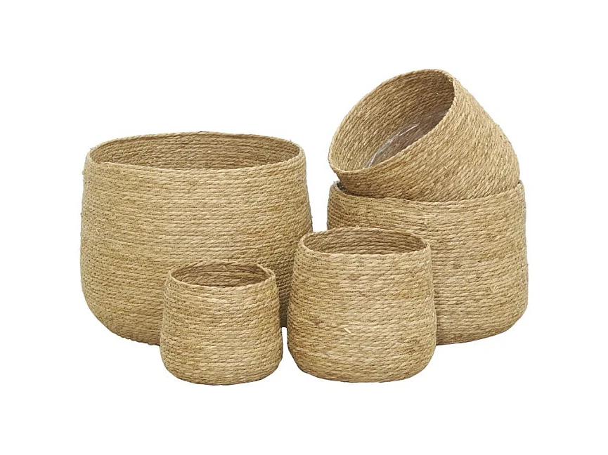 Cache-pots ronds en jonc (lot de 5)