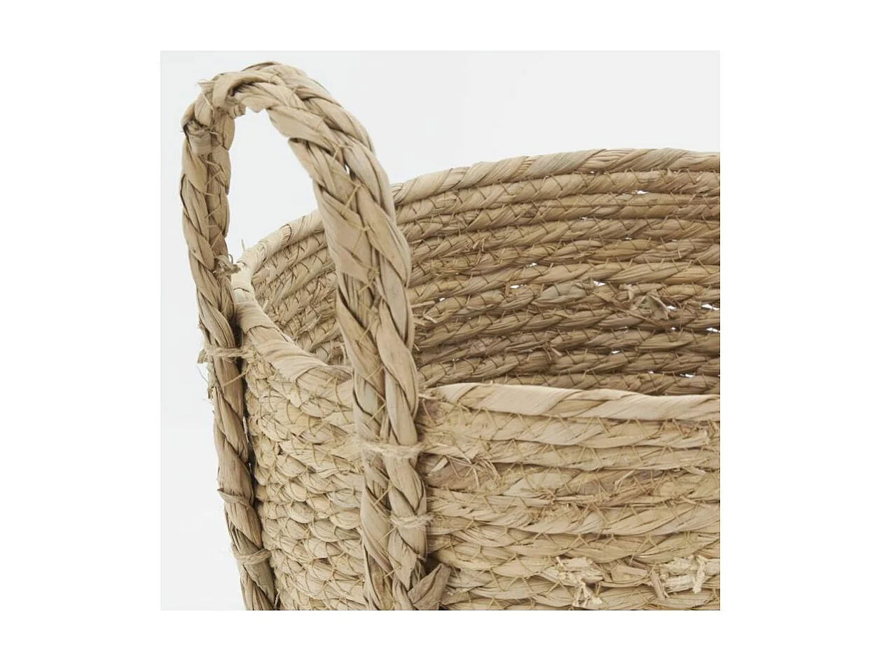 Cache-pots en jonc naturel et coton vert (lot de 3)