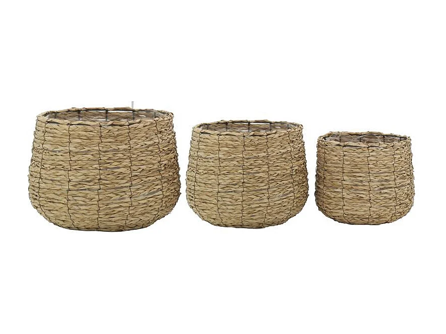 Cache-pots en jonc tissé (lot de 3)