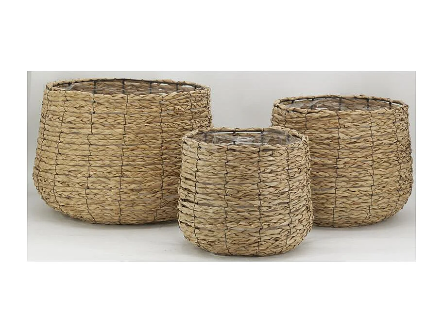 Cache-pots en jonc tissé (lot de 3)