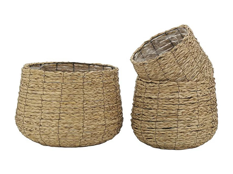Cache-pots en jonc tissé (lot de 3)