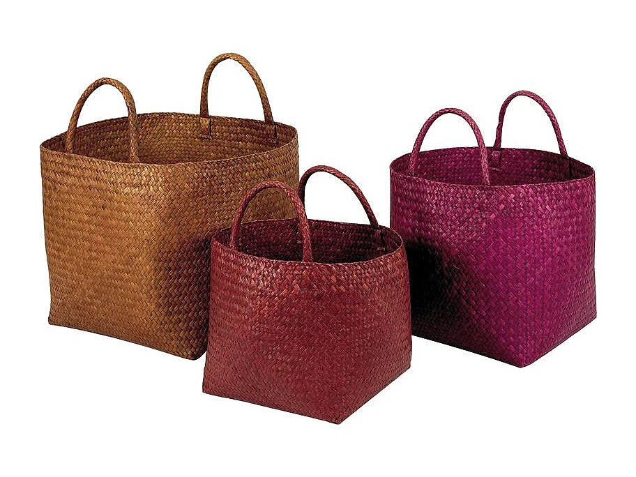 Cache-pots carrés en palmier coloris assortis (lot de 3) Carré