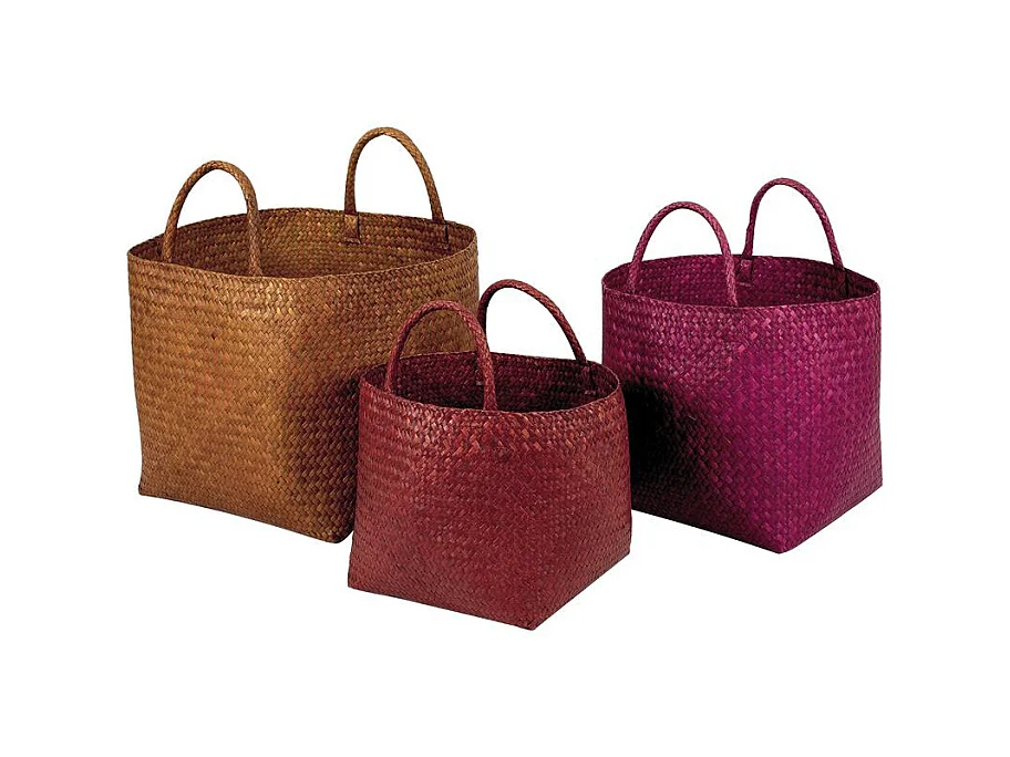 Cache-pots carrés en palmier coloris assortis (lot de 3) Carré