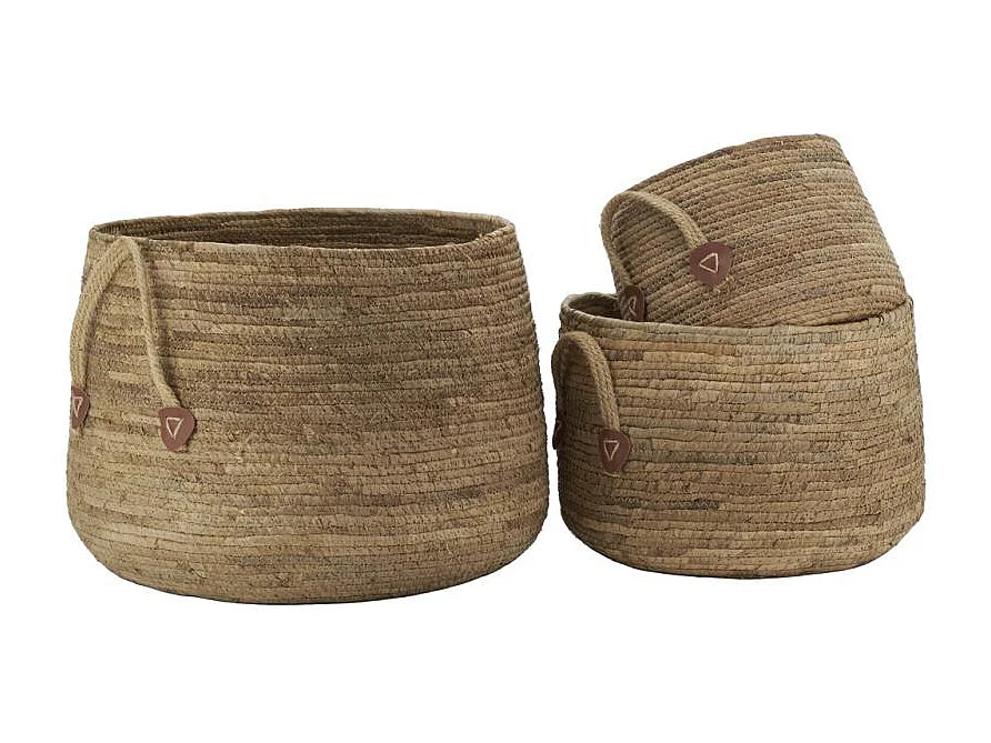 Cache-pots boules en abaca (lot de 3)