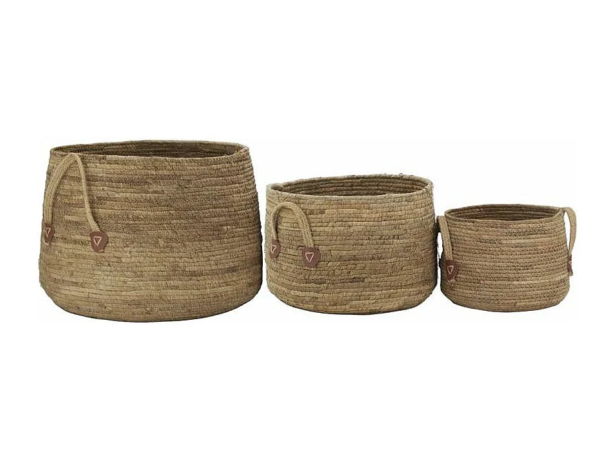 Cache-pots boules en abaca (lot de 3)