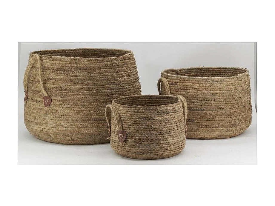 Cache-pots boules en abaca (lot de 3)