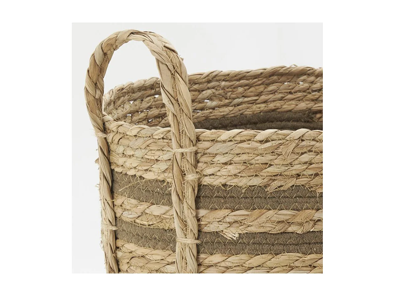 Cache-pots en jonc naturel et coton brun (lot de 2) Droit