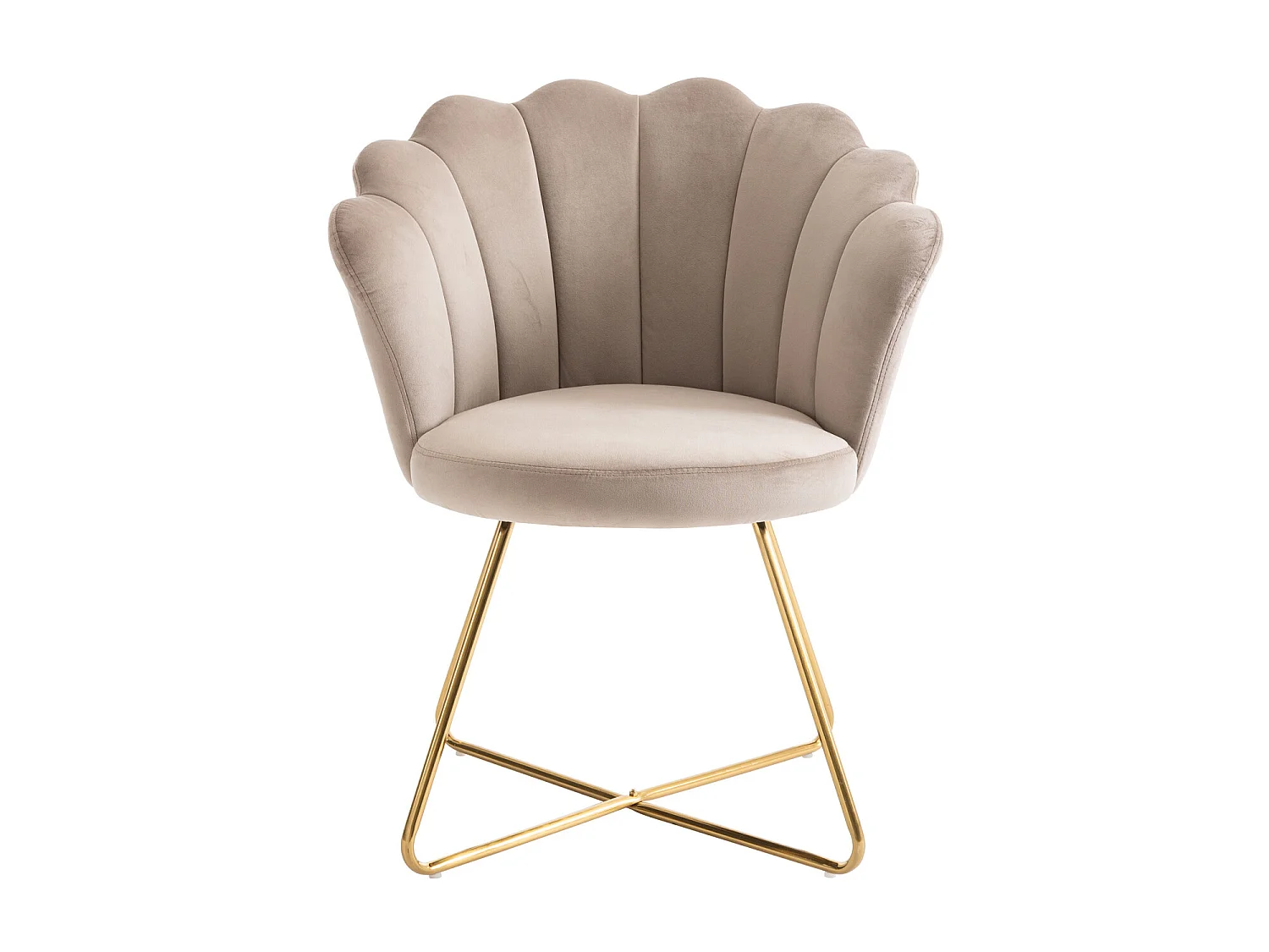 Stuhl 6er-Set - Samt & Metall - Beige & Goldfarben - FIORI II