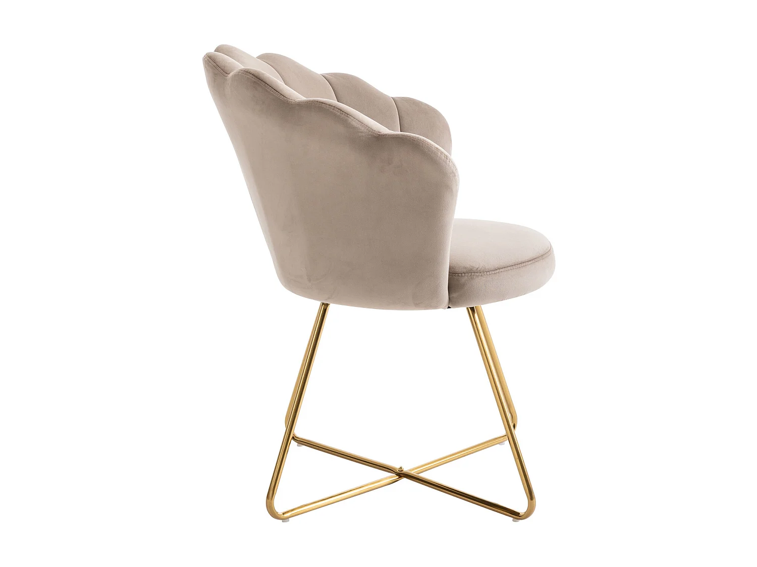Lot de 6 chaises en velours et métal - Beige et doré - FIORI II