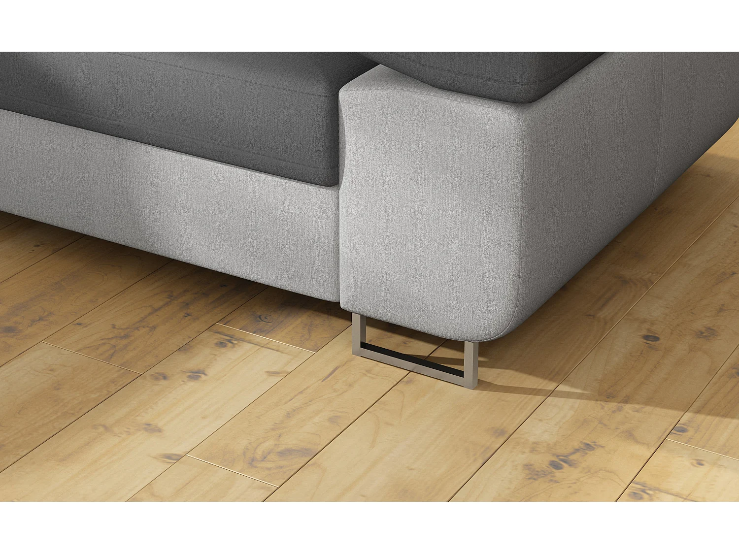 Sofá esquinero convertible en terciopelo con reposacabezas elevables - Colección Marka-Gris/Gris oscuro-Ángulo izquierdo