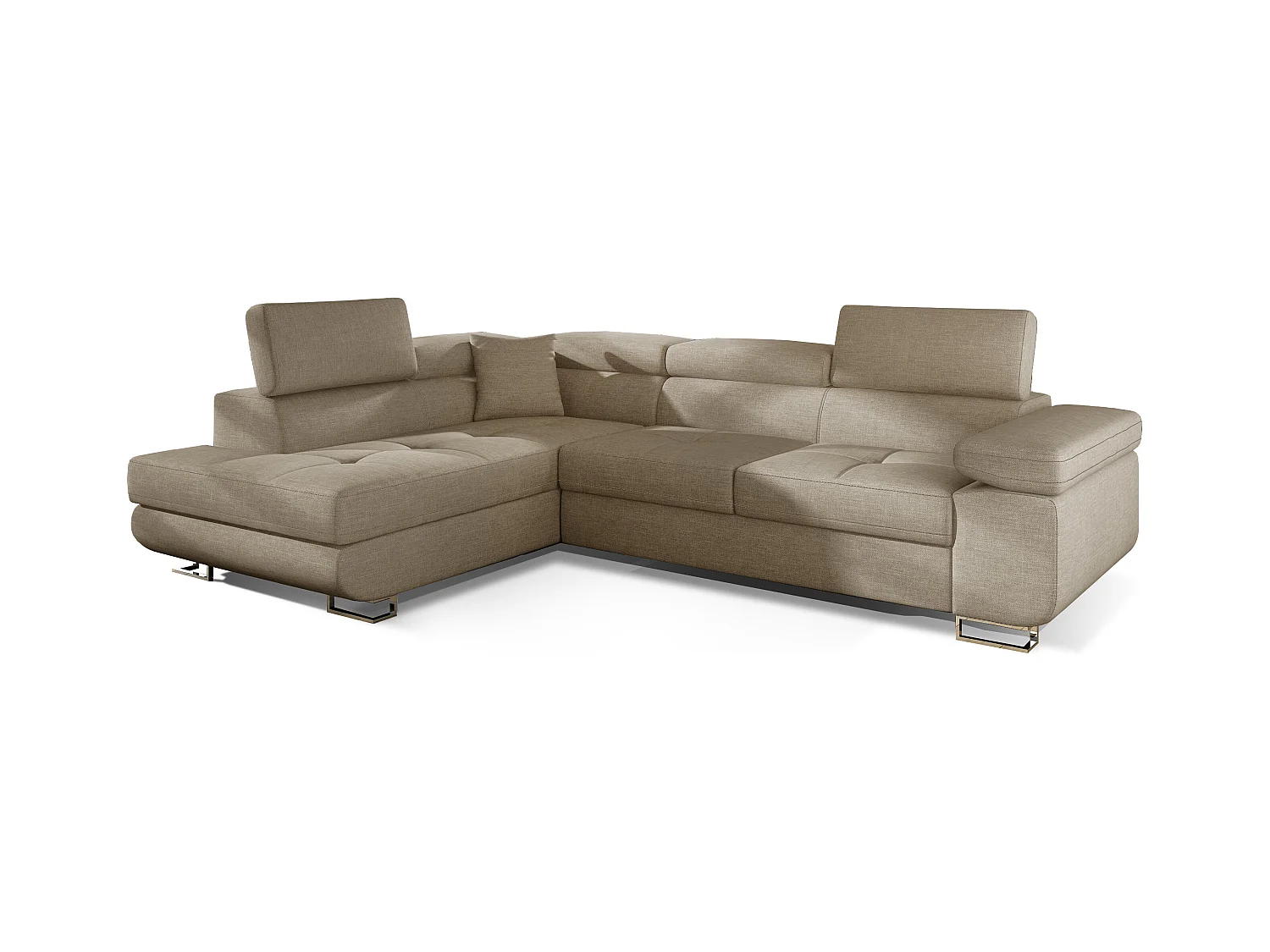 Canapé d'angle gauche convertible tissu beige Ane 275cm