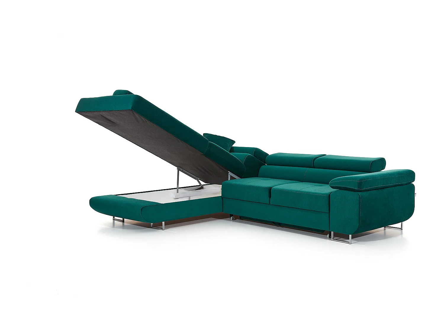 Canapé d'angle gauche convertible tissu beige Ane 275cm