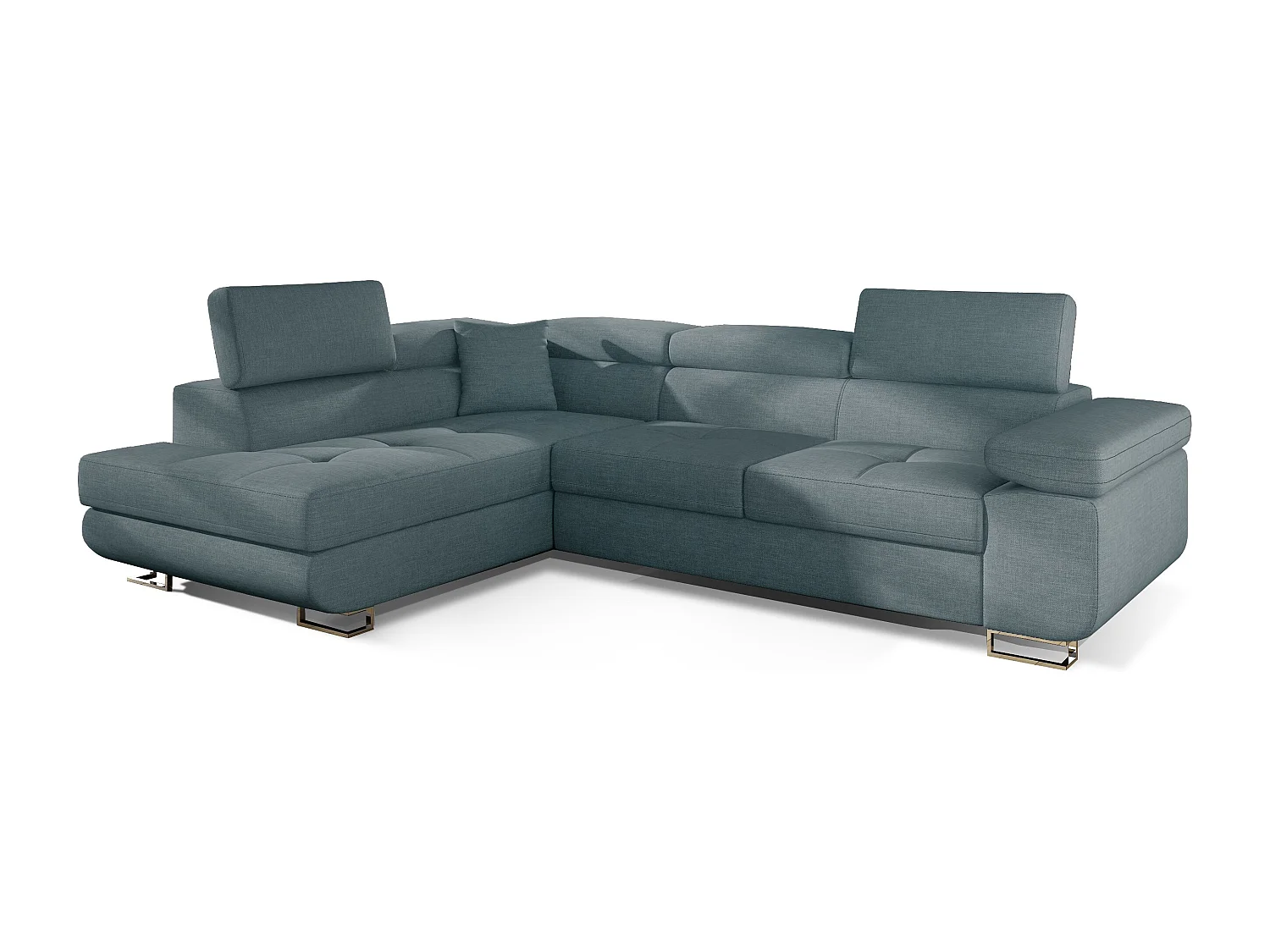 Canapé d'angle gauche convertible tissu vert clair Marka 275cm