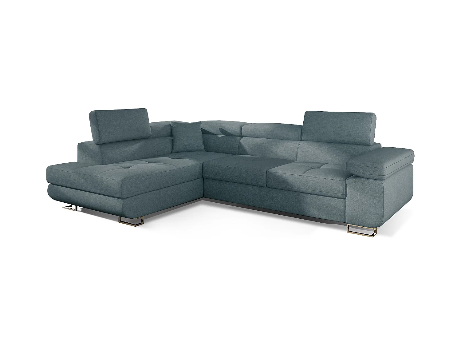 Canapé d'angle gauche convertible tissu vert clair Marka 275cm
