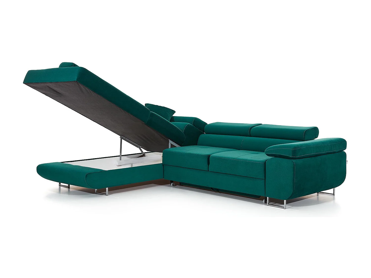 Canapé d'angle gauche convertible tissu vert clair Marka 275cm