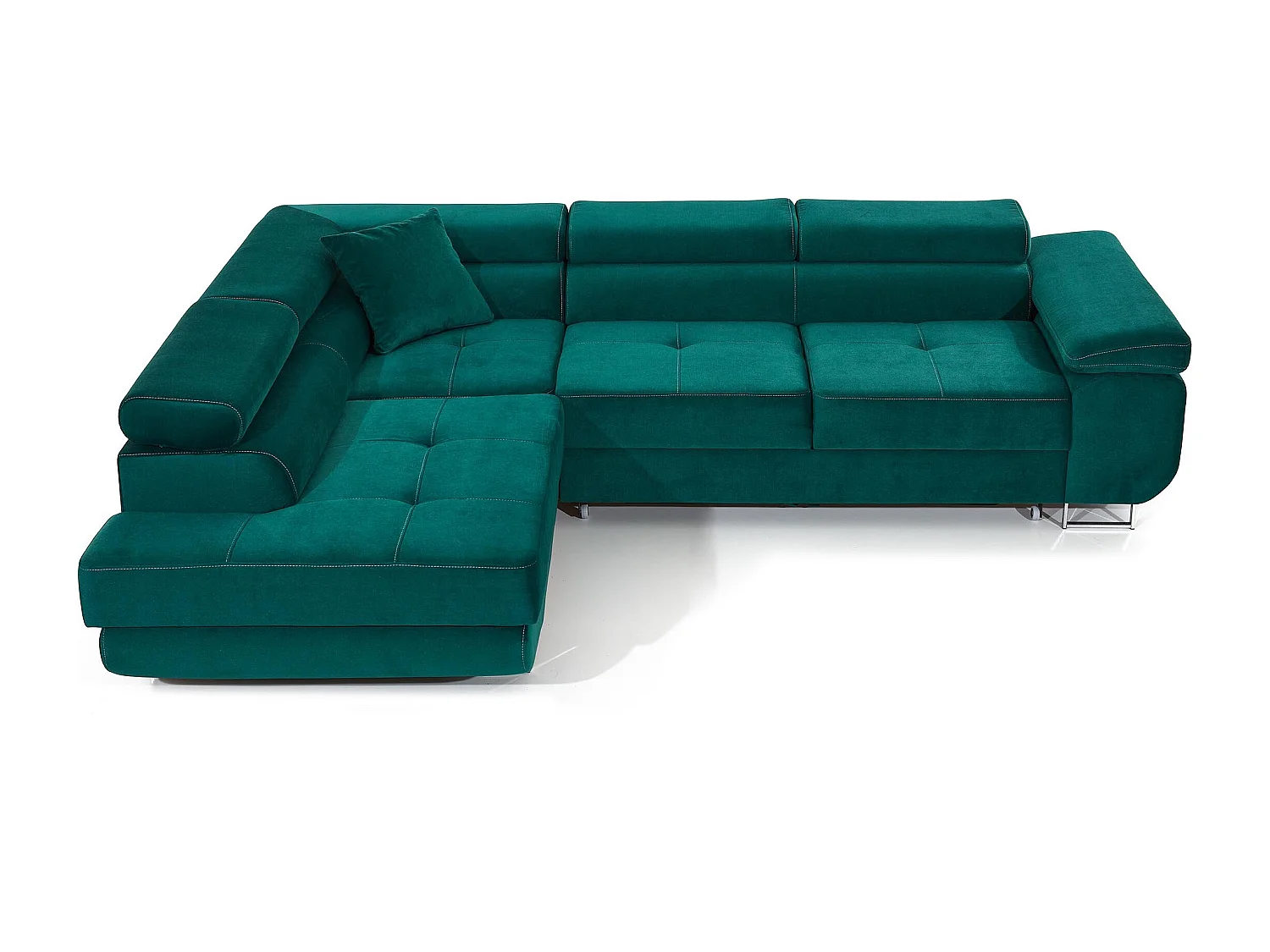 Canapé d'angle gauche convertible tissu vert clair Marka 275cm