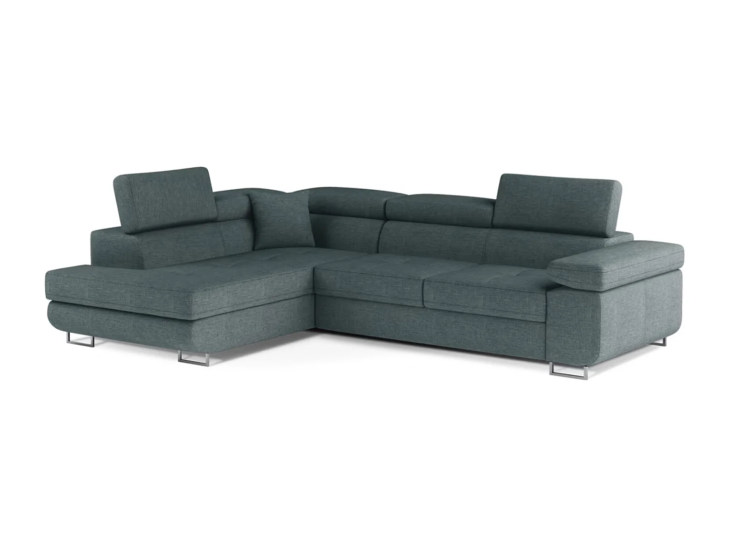 Canapé d'angle convertible tissu MARKA - Coffre et appuis-tête réglables-Vert céladon-angle gauche