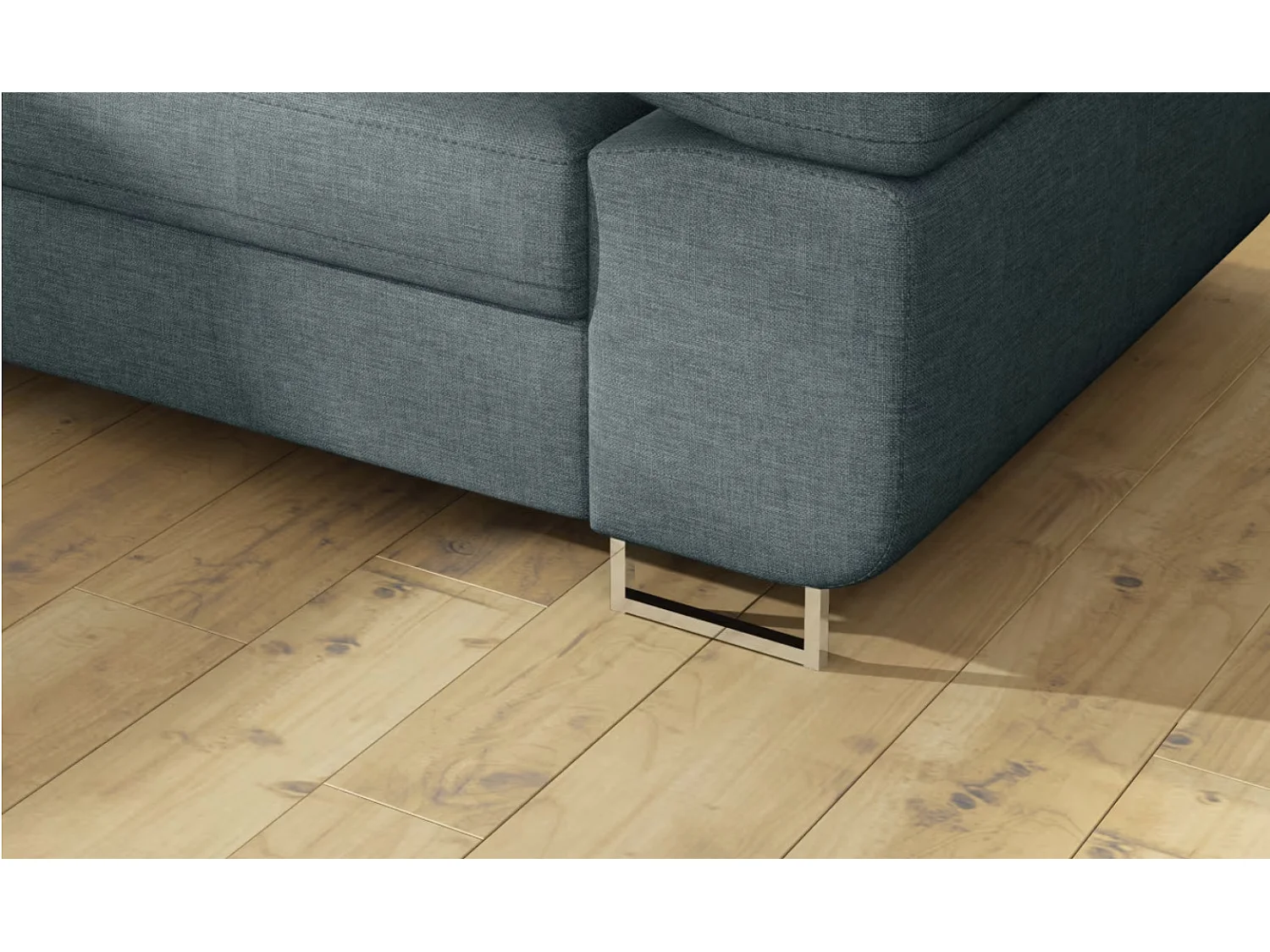 Canapé d'angle convertible tissu MARKA - Coffre et appuis-tête réglables-Vert céladon-angle gauche