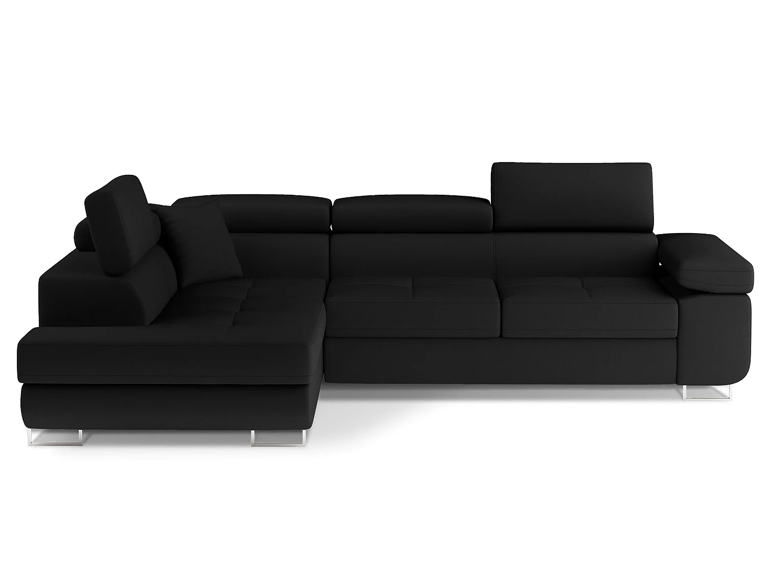 Canapé d'angle convertible tissu MARKA - Coffre et appuis-tête réglables-Vert céladon-angle gauche