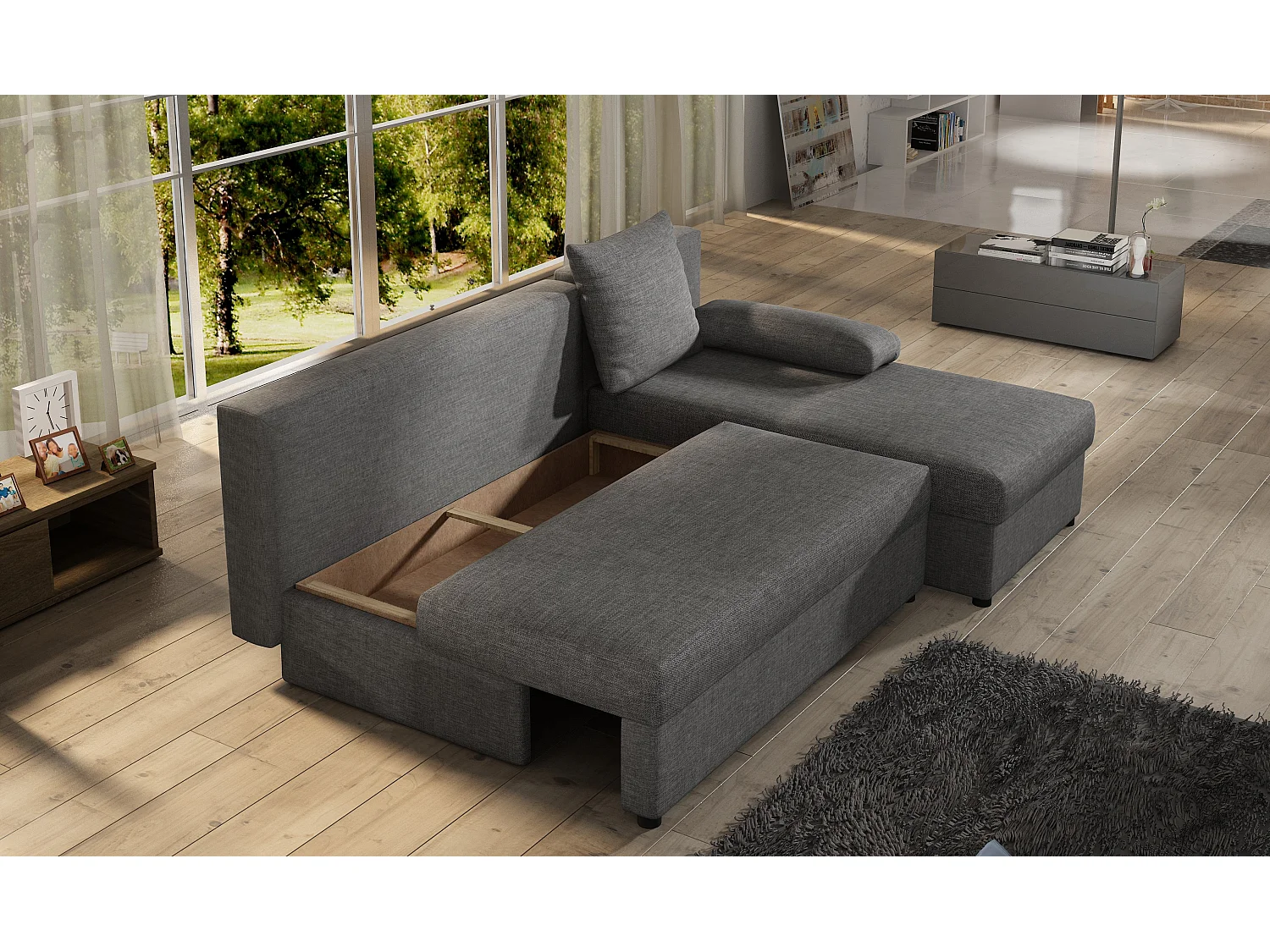 Canapé Corner Picano R / En Stock/Tissu-Marron