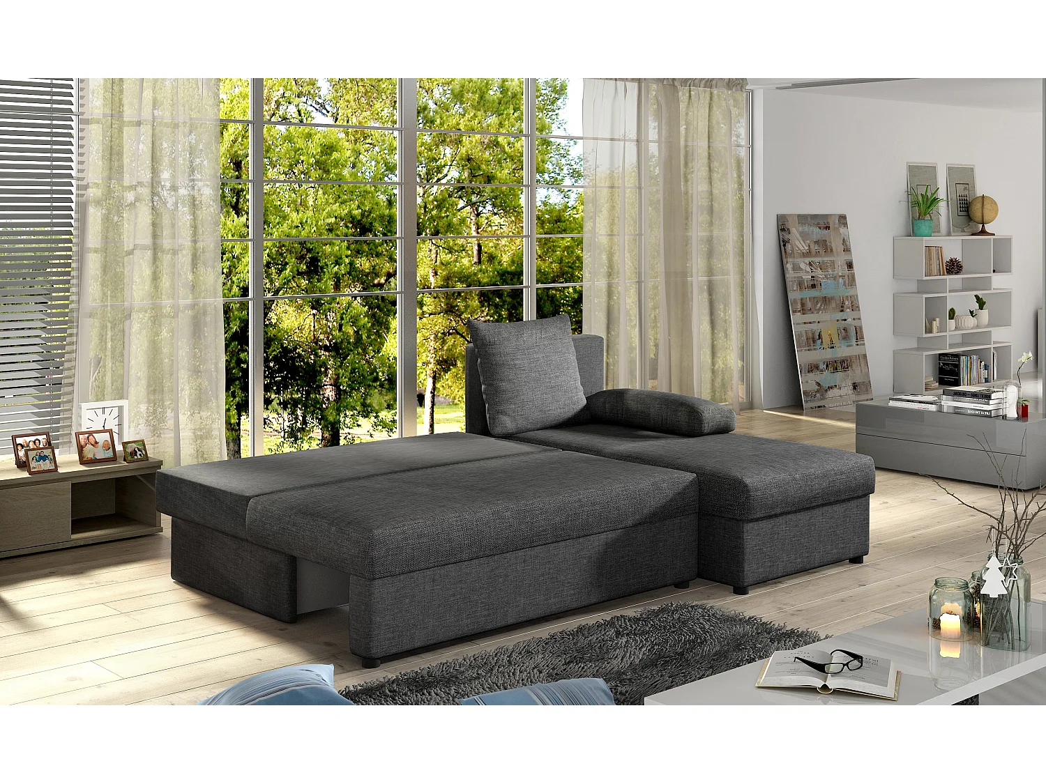 Canapé Corner Picano R / En Stock/Tissu-Marron