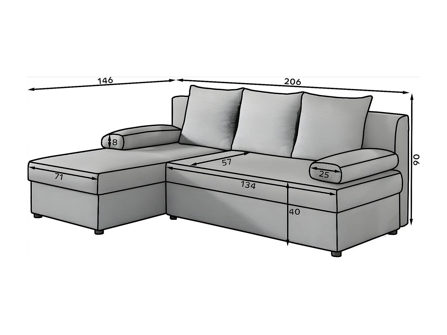 Ecksofa Picano R / Ab Lager/Stoff-Braun