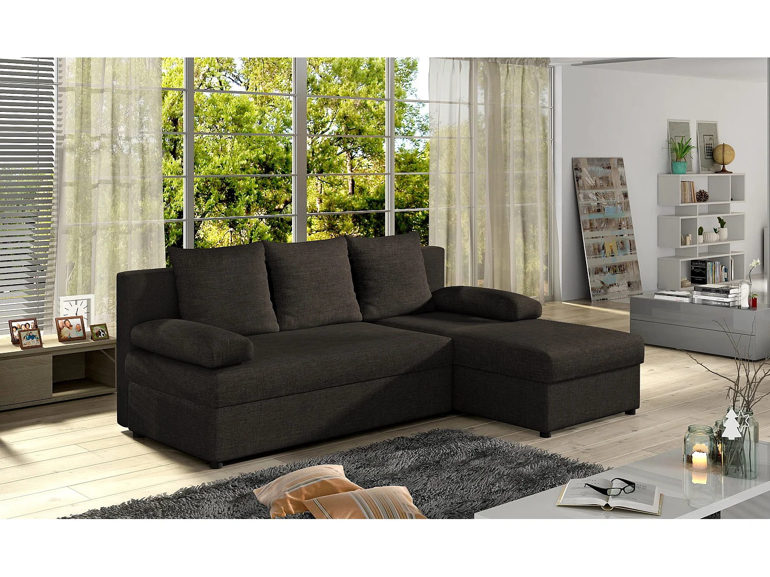 Ecksofa Picano R / Ab Lager/Stoff-Braun