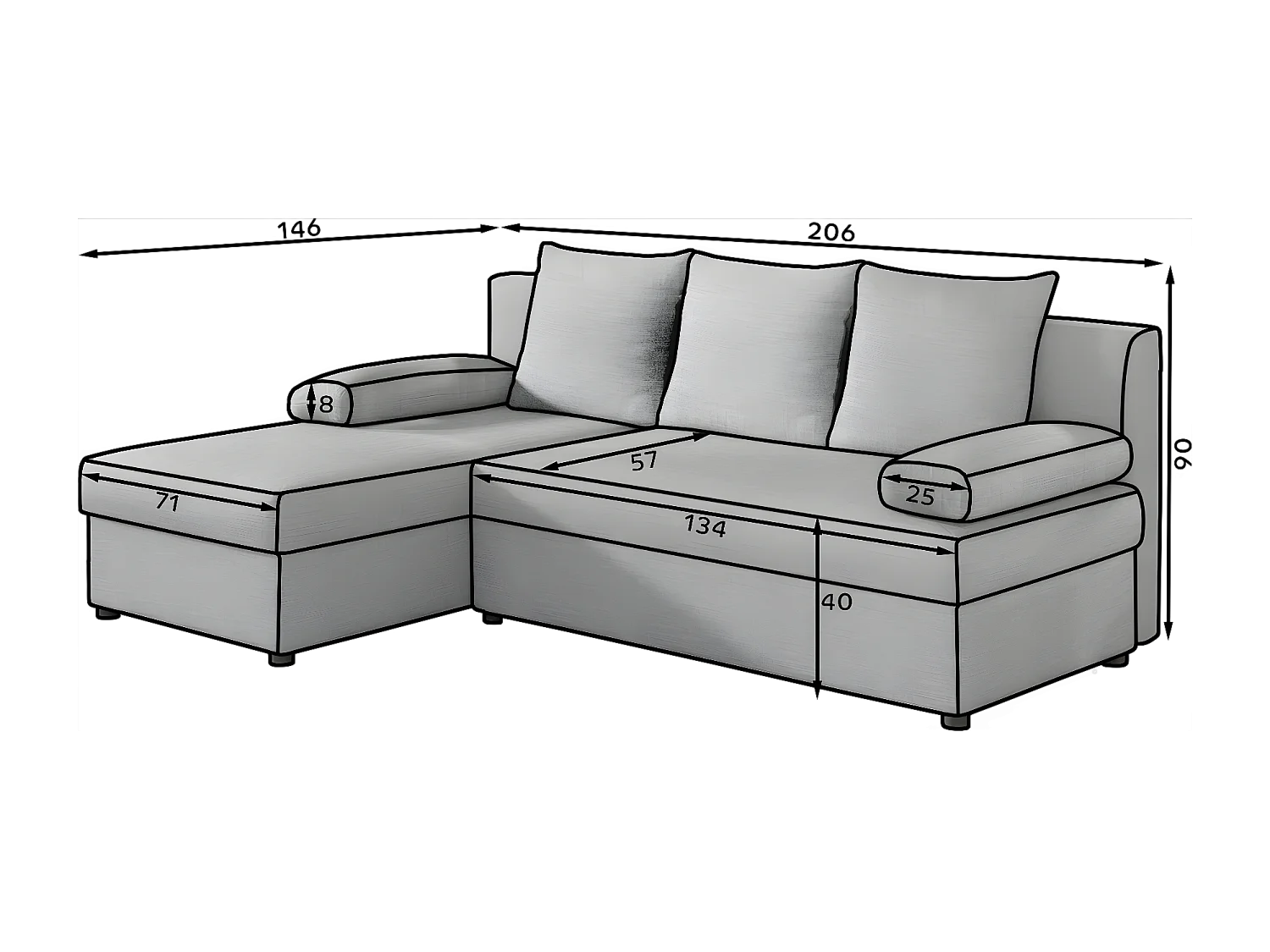 Ecksofa Picano R / Ab Lager/Stoff-Braun