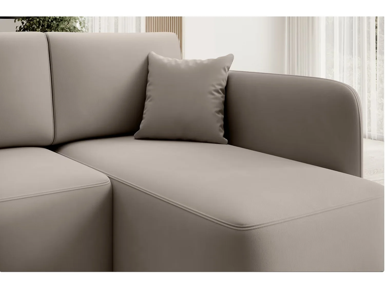 Petit canapé d'angle convertible 3 places tissu TAKIN 206cm-Taupe-angle droit