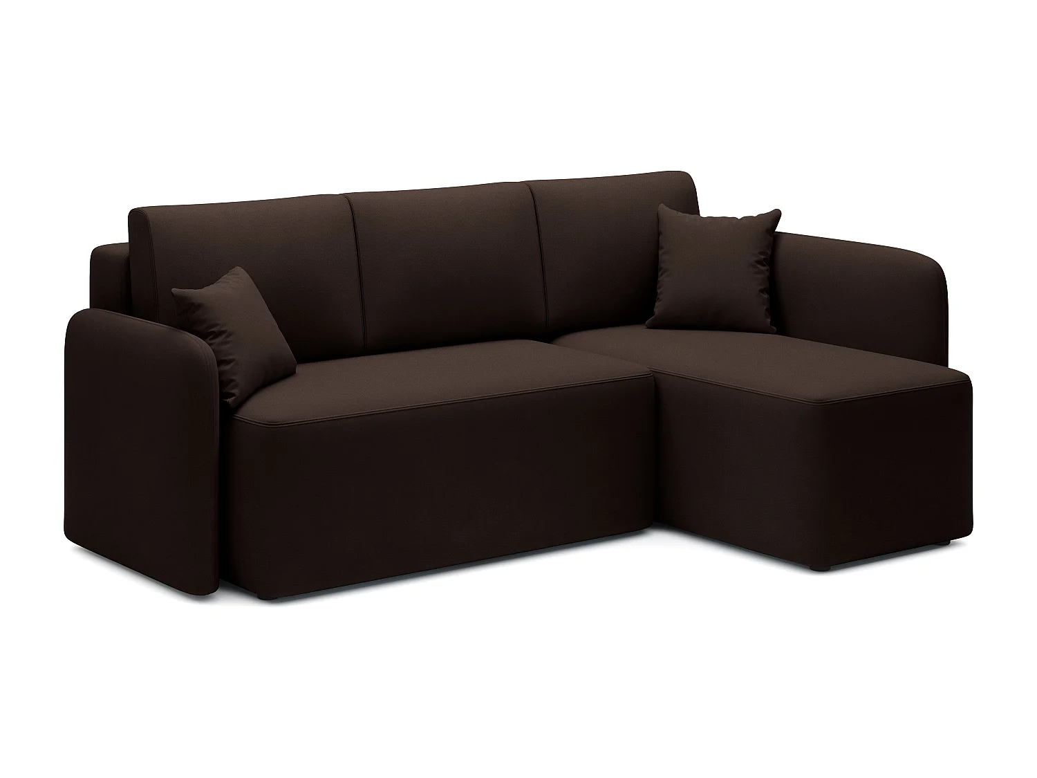 Kleine 3-zits converteerbare hoekbank in bruine Takin-stof 206 cm-Dagbed Naar rechts