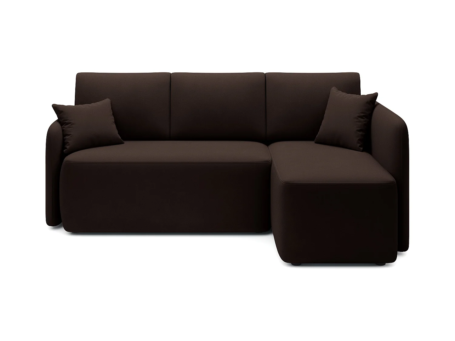 Petit canapé d'angle convertible 3 places tissu marron Takin 206cm-Méridienne A droite