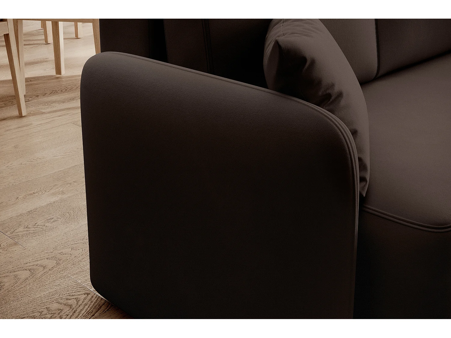 Kleine 3-zits converteerbare hoekbank in bruine Takin-stof 206 cm-Dagbed Naar rechts