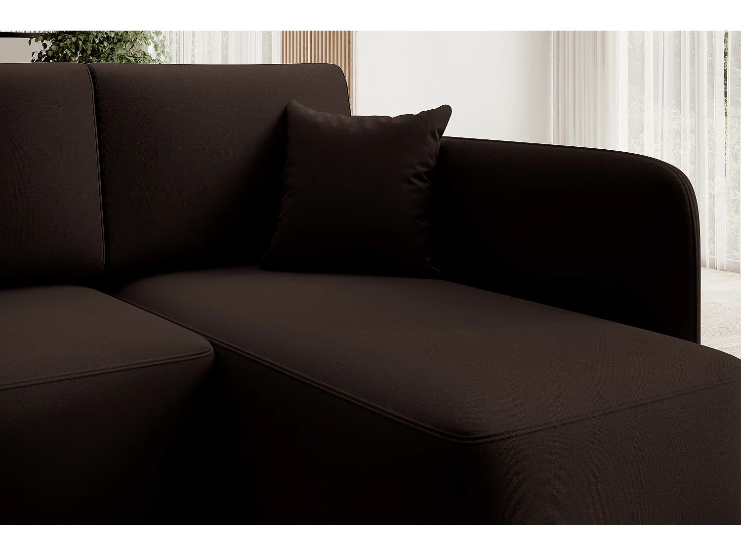 Kleine 3-zits converteerbare hoekbank in bruine Takin-stof 206 cm-Dagbed Naar rechts