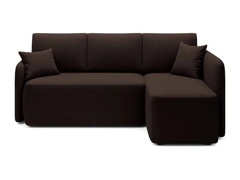 Petit canapé d'angle convertible 3 places tissu marron Takin 206cm-Méridienne A droite