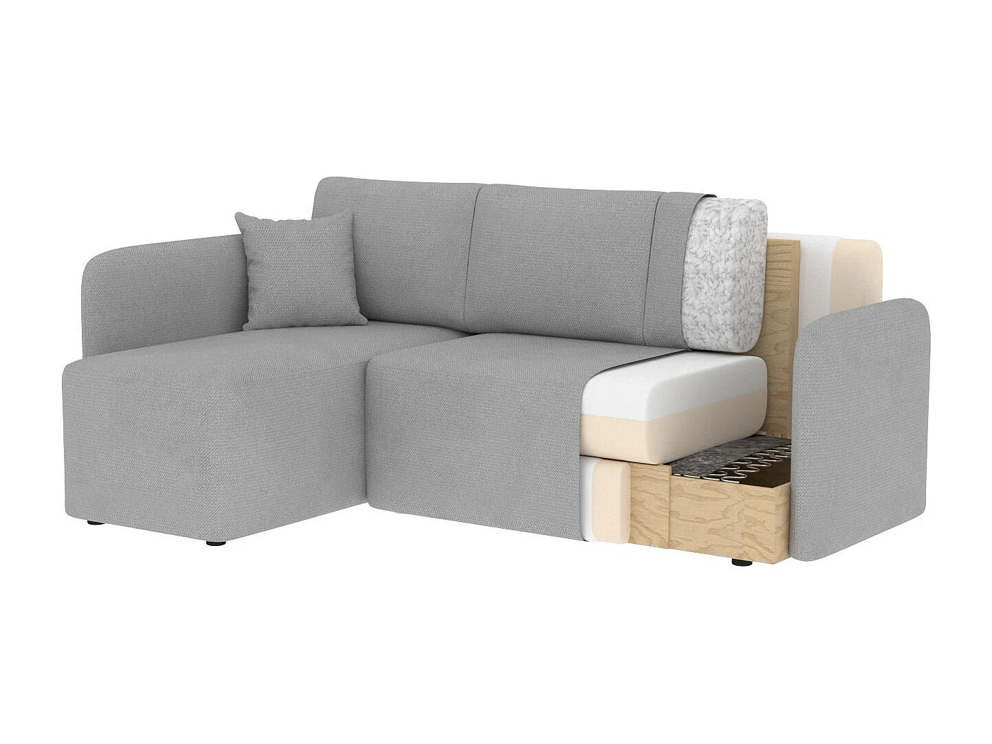 Petit canapé d'angle convertible 3 places tissu vert Takin 206cm-Méridienne A gauche