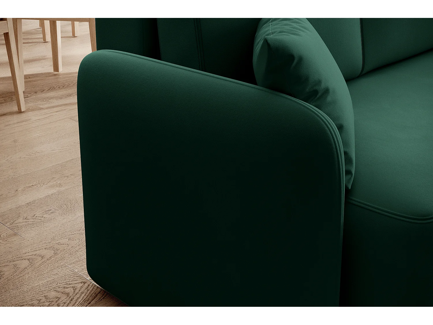 Petit canapé d'angle convertible 3 places tissu vert Takin 206cm-Méridienne A gauche