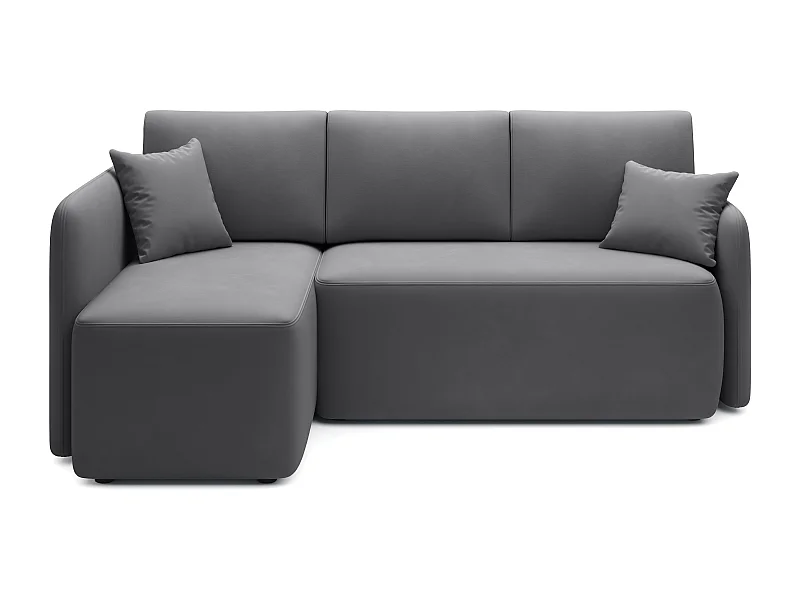 Petit canapé d'angle convertible 3 places tissu TAKIN 206cm-Gris foncé-angle gauche