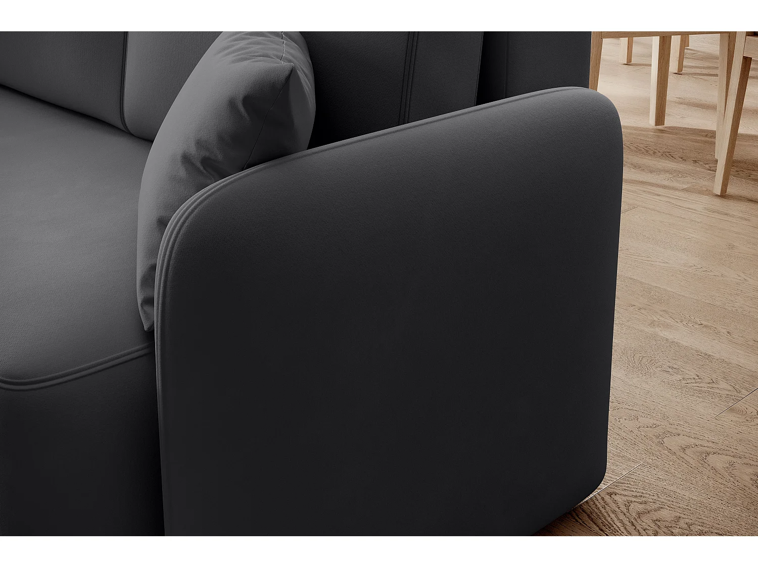 Petit canapé d'angle convertible 3 places tissu TAKIN 206cm-Gris foncé-angle gauche