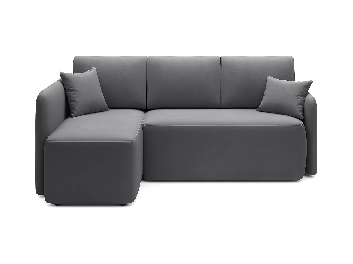 Petit canapé d'angle convertible 3 places tissu TAKIN 206cm-Gris foncé-angle gauche