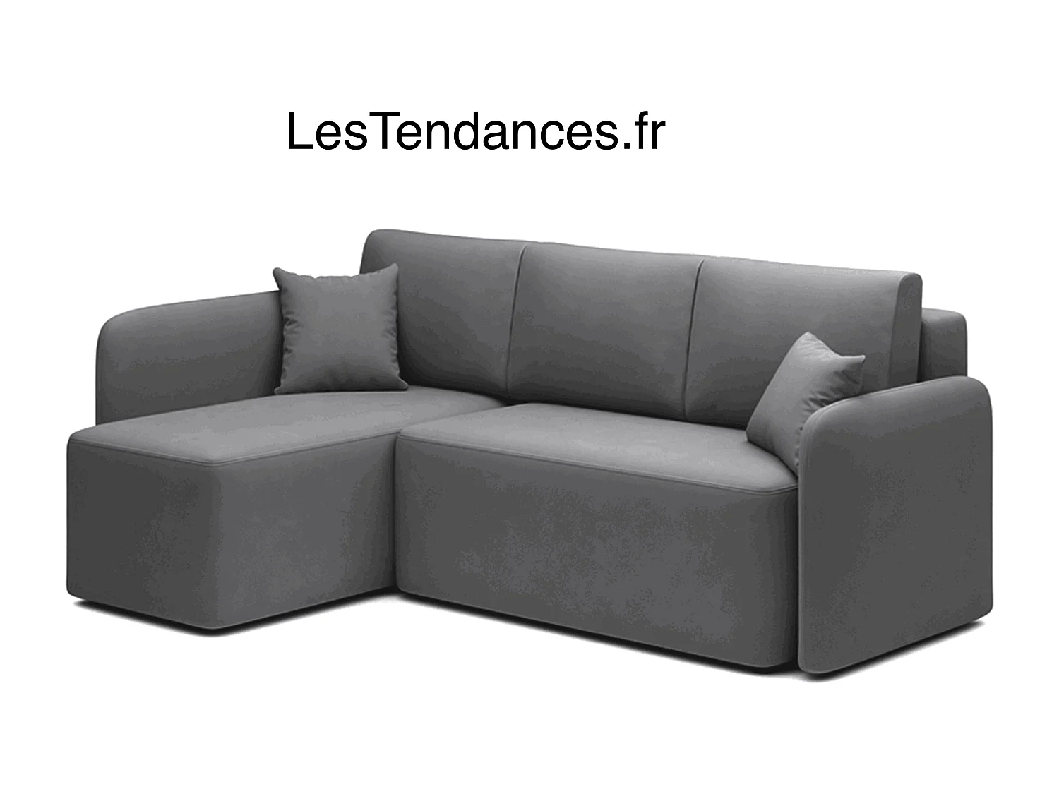 Petit canapé d'angle convertible 3 places tissu TAKIN 206cm-Gris foncé-angle gauche