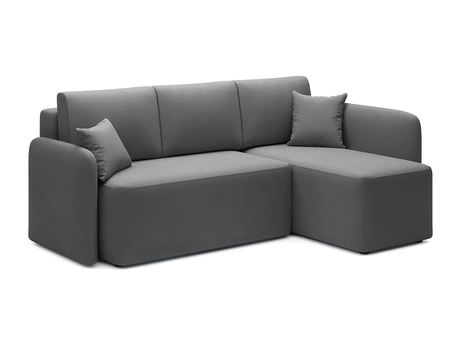 Petit canapé d'angle convertible 3 places tissu TAKIN 206cm-Gris foncé-angle gauche